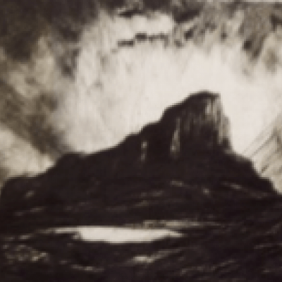 The Scuir of Eigg by Sir David Young Cameron, Drypoint 1931 Etching