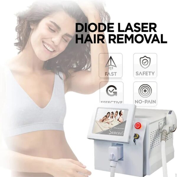 The 808NM DIODE LASER SM-01 is an advanced laser system designed for professional hair removal treatments. It emits a precise 808nm wavelength, targeting melanin in hair follicles to achieve safe and effective hair reduction.